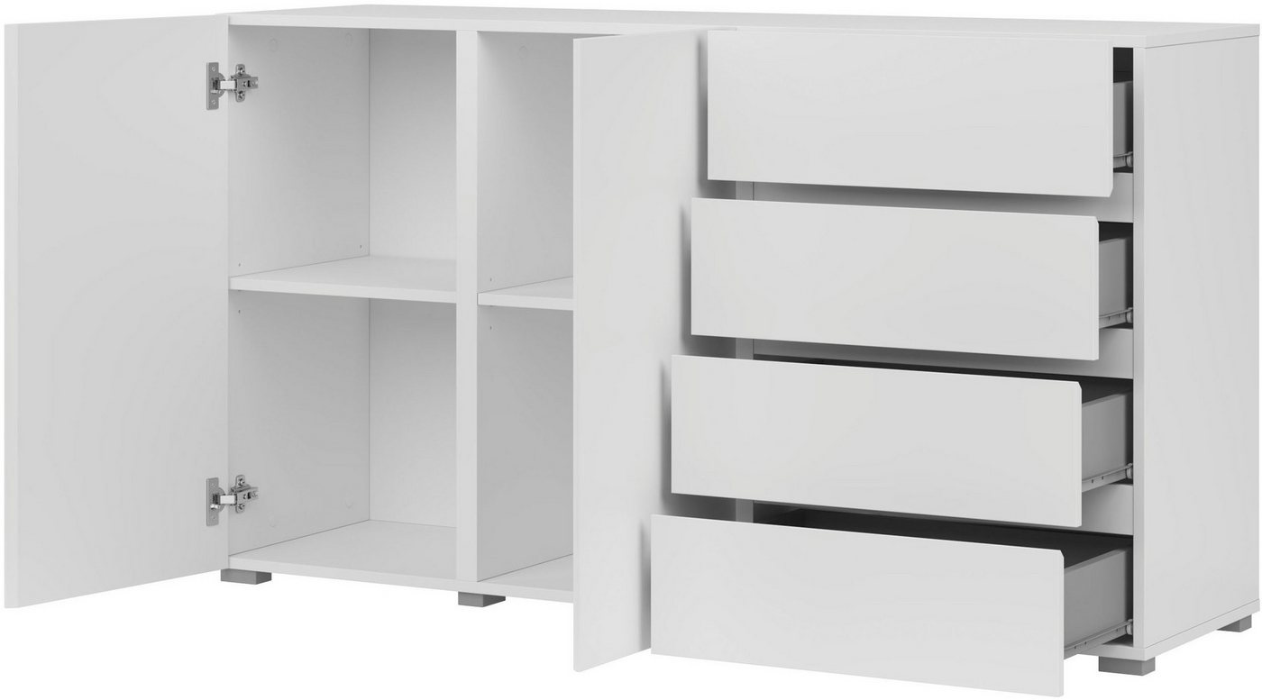 OTTO home Sideboard Metric,Breite 138 cm, grifflose Kommode 2 Türen/4 Schubkästen, Schubladenschrank mit viel Stauraum, Einlegeböden verstellbar – Bild 4 von 5