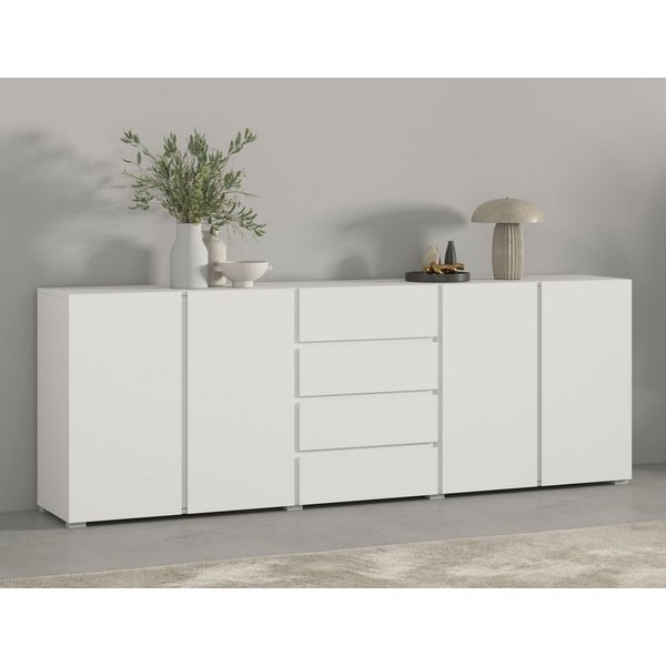 OTTO home Sideboard Metric,Breite 222 cm, grifflose Kommode 4 Türen/4 Schubkästen, Schubladenschrank mit viel Stauraum, Einlegeböden verstellbar