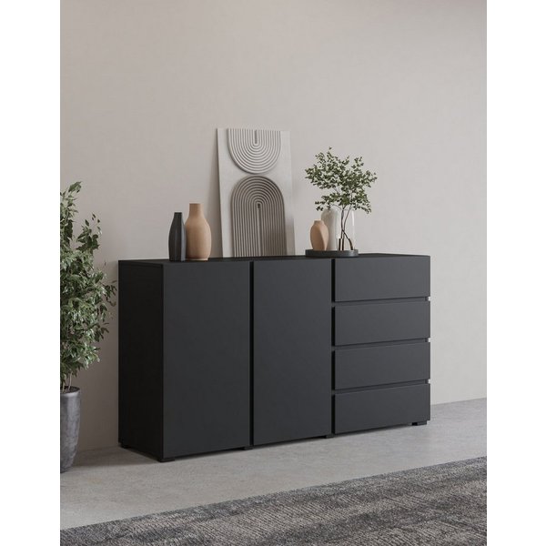 OTTO home Sideboard Metric,Breite 138 cm, grifflose Kommode 2 Türen/4 Schubkästen, Schubladenschrank mit viel Stauraum, Einlegeböden verstellbar