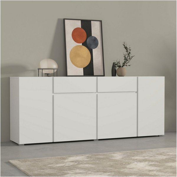 OTTO home Sideboard Metric,Breite 195 cm, grifflose Kommode 4 Türen/2 Schubkästen, Schubladenschrank mit viel Stauraum, Einlegeböden verstellbar