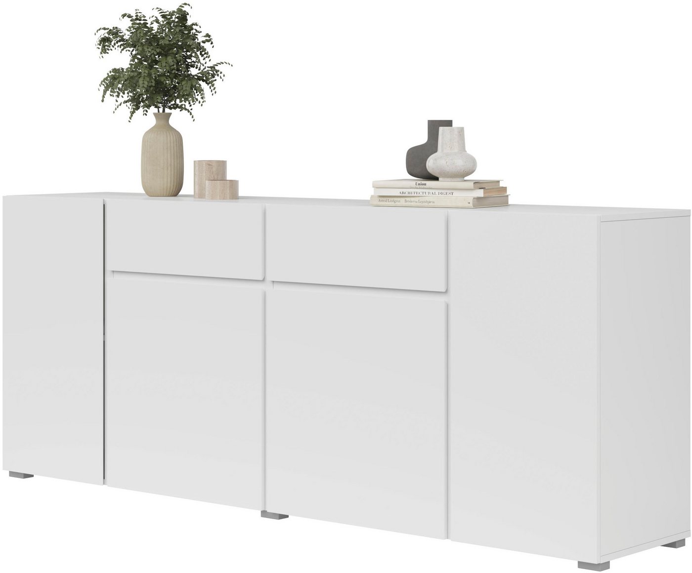 OTTO home Sideboard Metric,Breite 195 cm, grifflose Kommode 4 Türen/2 Schubkästen, Schubladenschrank mit viel Stauraum, Einlegeböden verstellbar – Bild 3 von 5