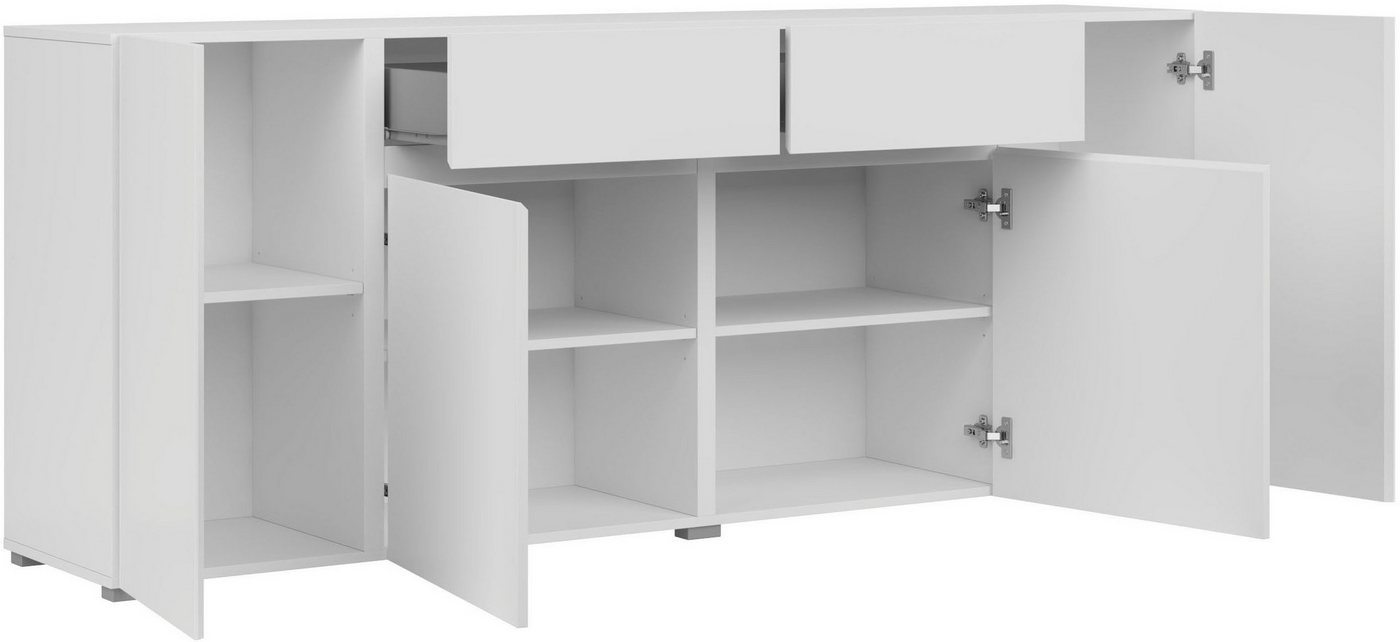 OTTO home Sideboard Metric,Breite 195 cm, grifflose Kommode 4 Türen/2 Schubkästen, Schubladenschrank mit viel Stauraum, Einlegeböden verstellbar – Bild 4 von 5