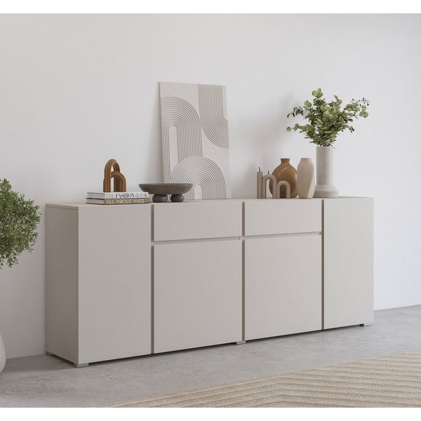 OTTO home Sideboard Metric,Breite 195 cm, grifflose Kommode 4 Türen/2 Schubkästen, Schubladenschrank mit viel Stauraum, Einlegeböden verstellbar