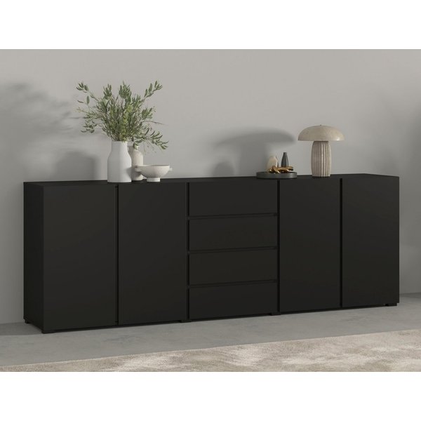 OTTO home Sideboard Metric,Breite 222 cm, grifflose Kommode 4 Türen/4 Schubkästen, Schubladenschrank mit viel Stauraum, Einlegeböden verstellbar