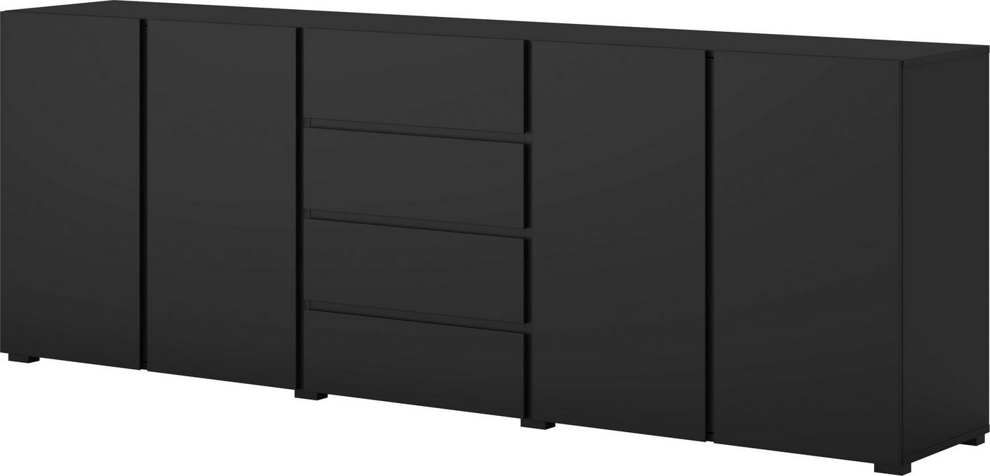OTTO home Sideboard Metric,Breite 222 cm, grifflose Kommode 4 Türen/4 Schubkästen, Schubladenschrank mit viel Stauraum, Einlegeböden verstellbar – Bild 2 von 5