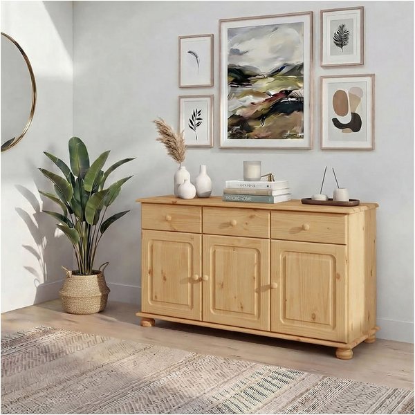 OTTO home Sideboard Mette, Kommode mit gefrästen, kugelförmigen Füßen, Breite 120 cm