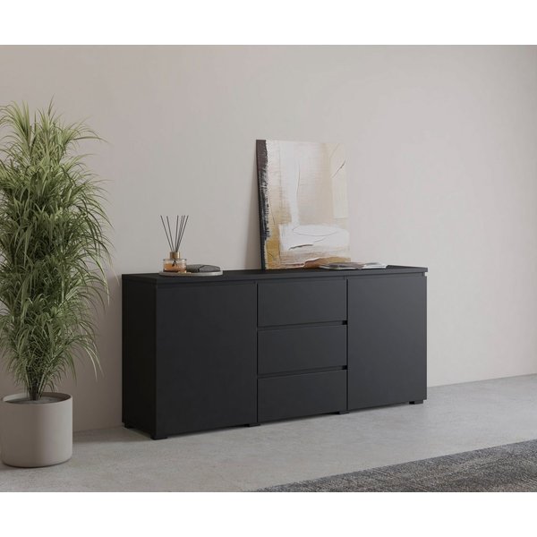 OTTO home Sideboard Modo, Breite 150 cm, moderne grifflose Kommode 2Türen/3 SK, Schubladenkommode mit viel Stauraum, Einlegeböden verstellbar