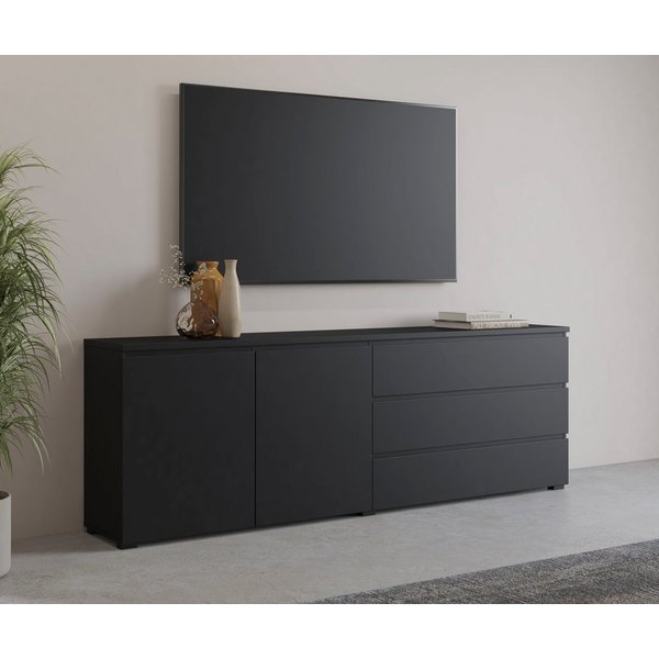 OTTO home Sideboard Modo, Breite 200 cm, moderne grifflose Kommode 2Türen/3 SK, Schubladenkommode mit viel Stauraum, Einlegeböden verstellbar