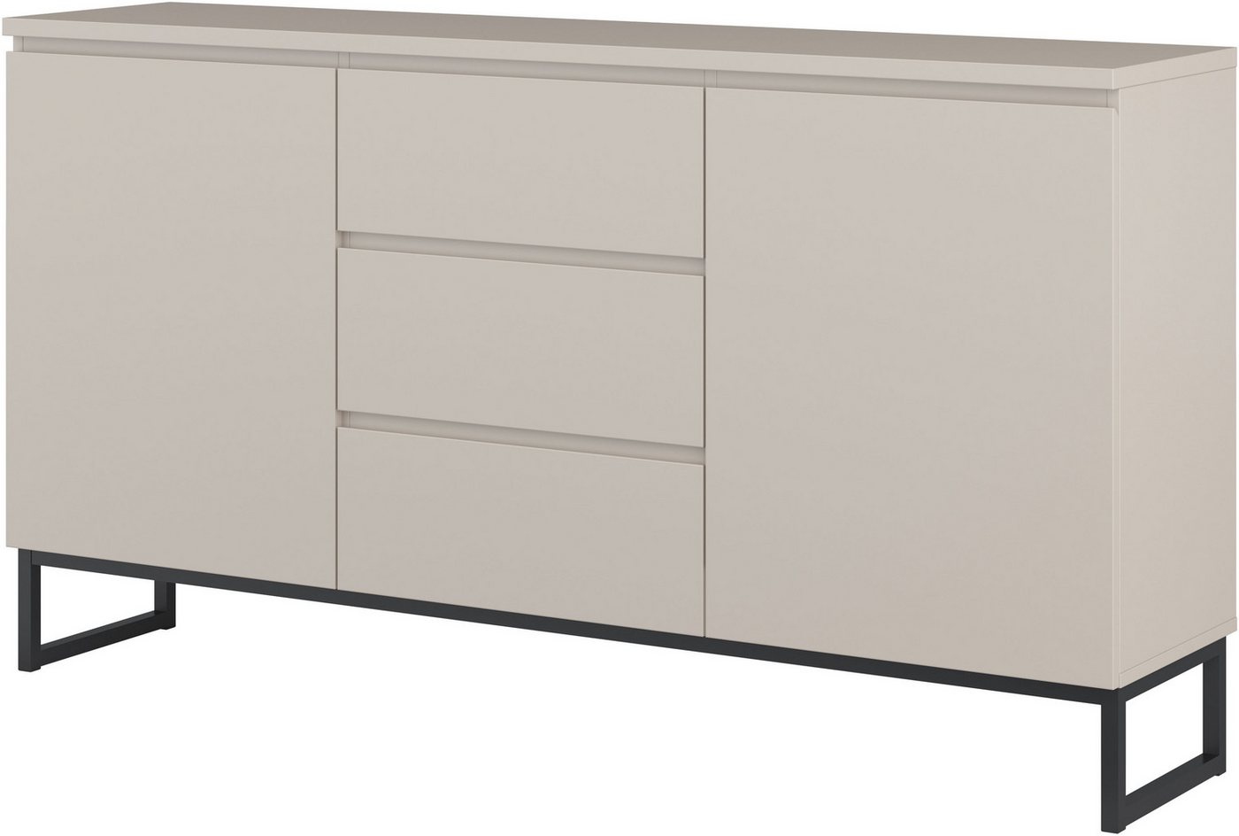 OTTO home Sideboard Modo II, Breite 150 cm, moderne grifflose Kommode 2Türen/3 SK, Schubladenkommode viel Stauraum, Einlegeböden verstellbar, Metallkufen – Bild 2 von 5