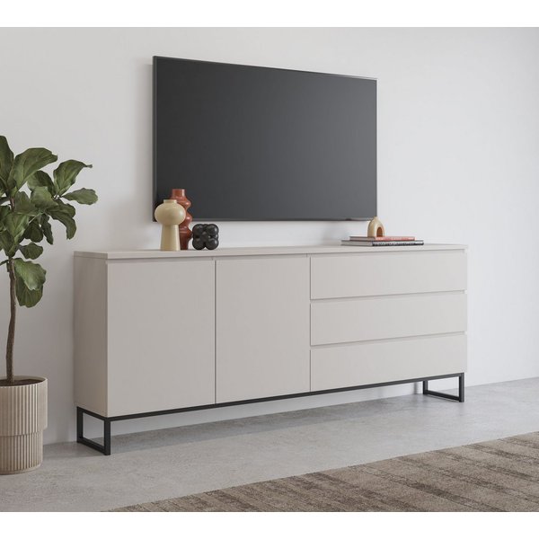 OTTO home Sideboard Modo II, Breite 200 cm, moderne grifflose Kommode 2Türen/3 SK, Schubladenkommode viel Stauraum, Einlegeböden verstellbar, Metallkufen