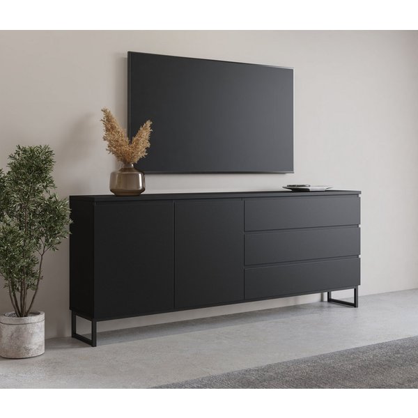 OTTO home Sideboard Modo II, Breite 200 cm, moderne grifflose Kommode 2Türen/3 SK, Schubladenkommode viel Stauraum, Einlegeböden verstellbar, Metallkufen