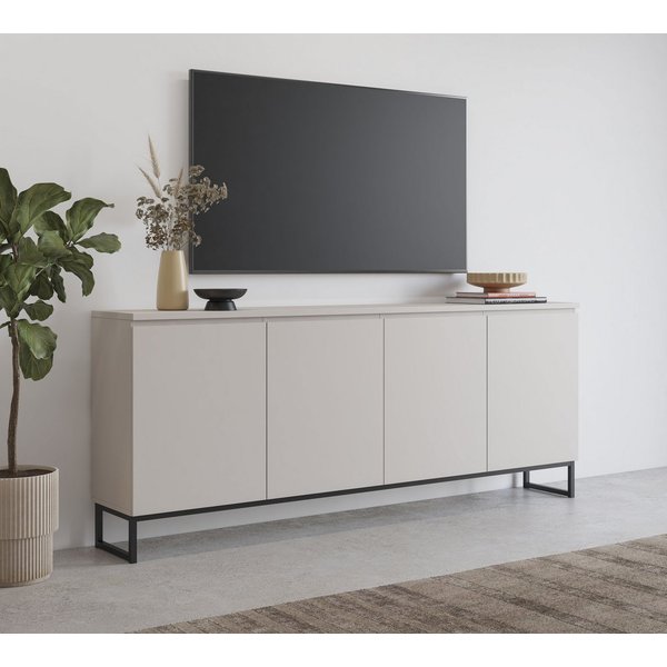 OTTO home Sideboard Modo II, Breite 200 cm, moderne grifflose Kommode 4Türen, Anrichte mit viel Stauraum, Einlegeböden verstellbar, Metallkufen