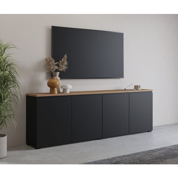 OTTO home Sideboard Modo, Breite 200 cm, moderne grifflose Kommode 4Türen, Anrichte mit viel Stauraum, Einlegeböden verstellbar