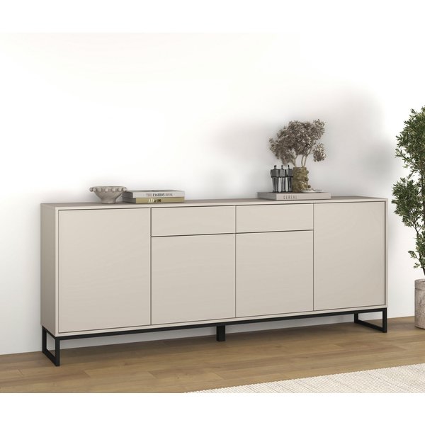 OTTO home Sideboard Olbia, Breite 208,5 cm, grifflose Kommode 4 Türen/2 Schubkästen., Schubladenkommode mit viel Stauraum, Einlegeböden verstellbar