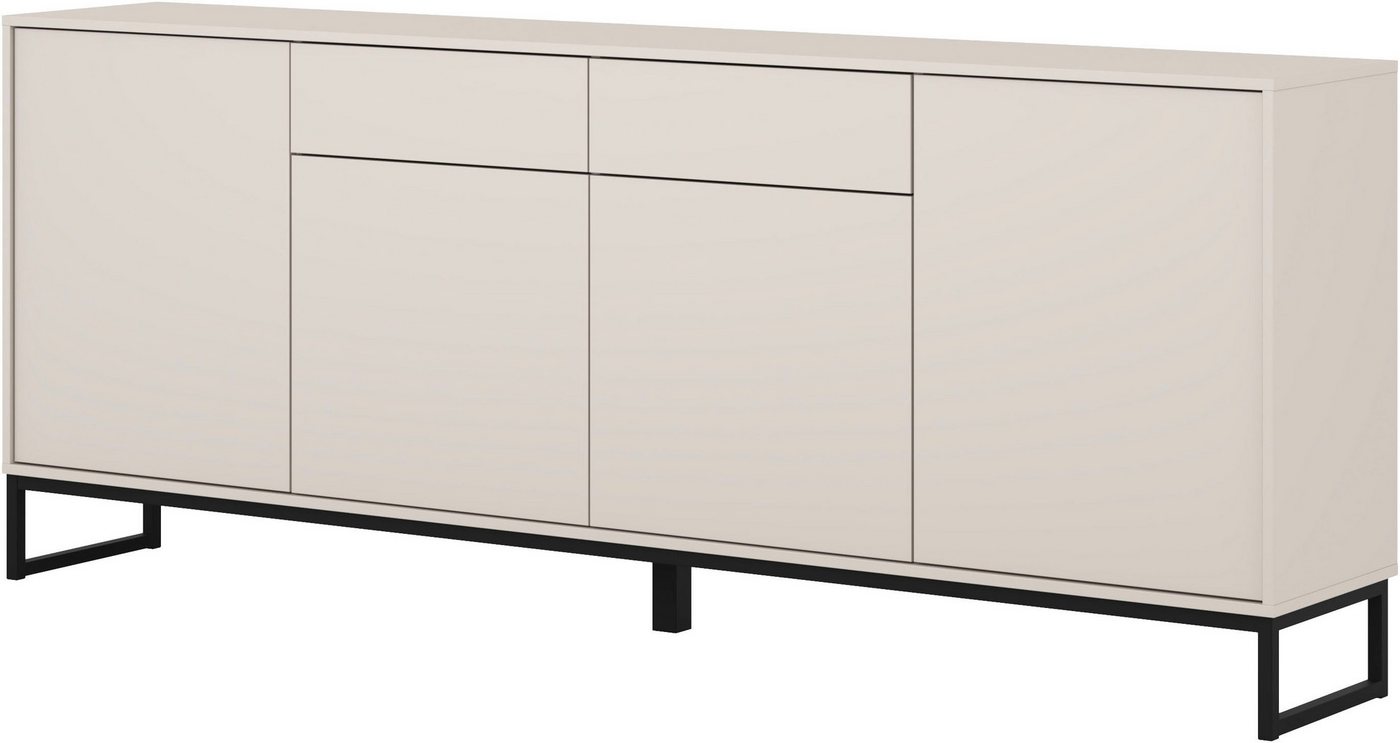 OTTO home Sideboard Olbia, Breite 208,5 cm, grifflose Kommode 4 Türen/2 Schubkästen., Schubladenkommode mit viel Stauraum, Einlegeböden verstellbar – Bild 2 von 5