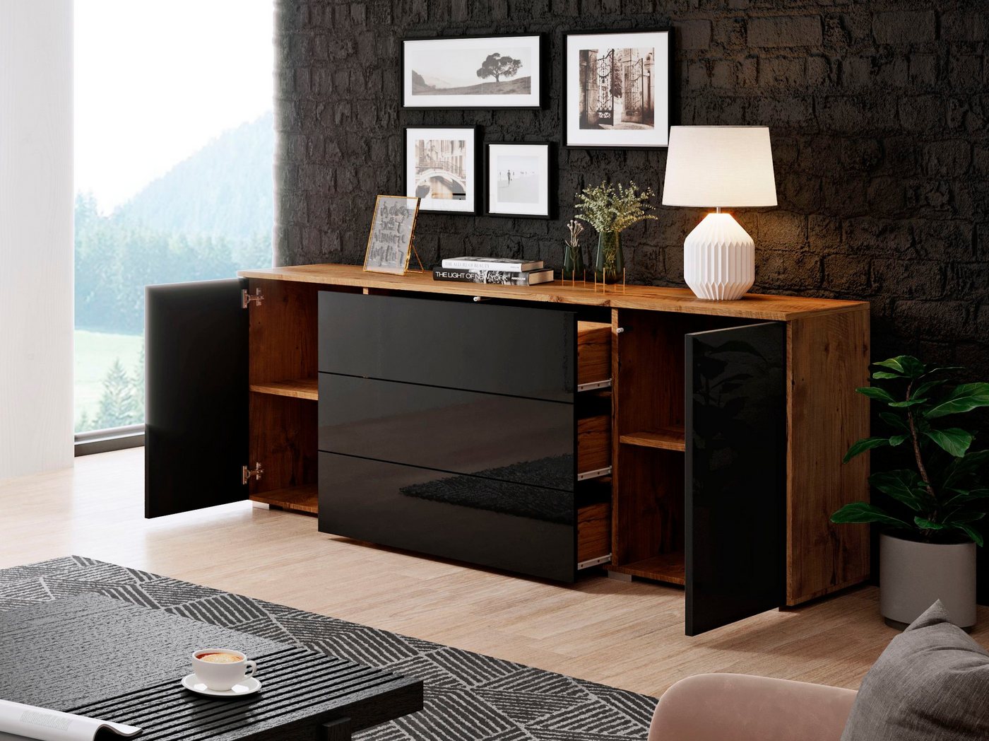 OTTO home Sideboard PARIS (1 St), Moderne 150cm breite grifflose Kommode, vielseitig einsetzbar – Bild 4 von 5