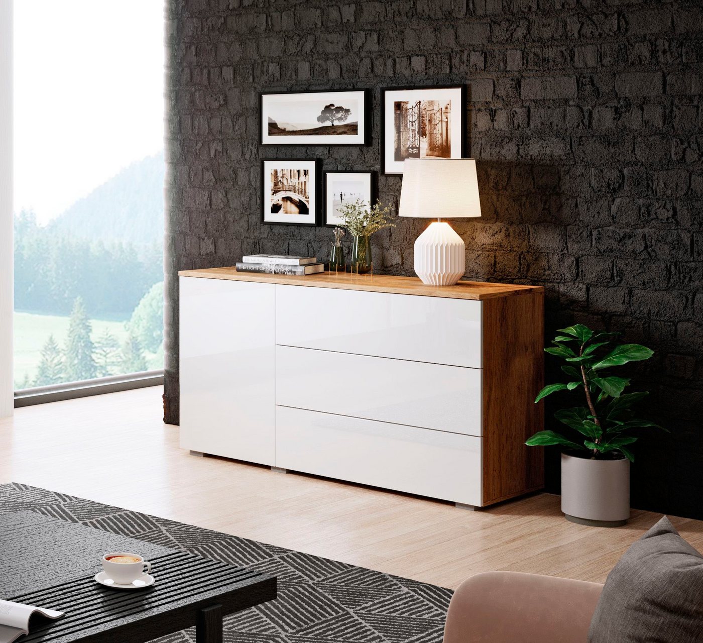 OTTO home Sideboard PARIS (1 St), Moderne 110cm breite grifflose Kommode, vielseitig einsetzbar – Bild 2 von 5