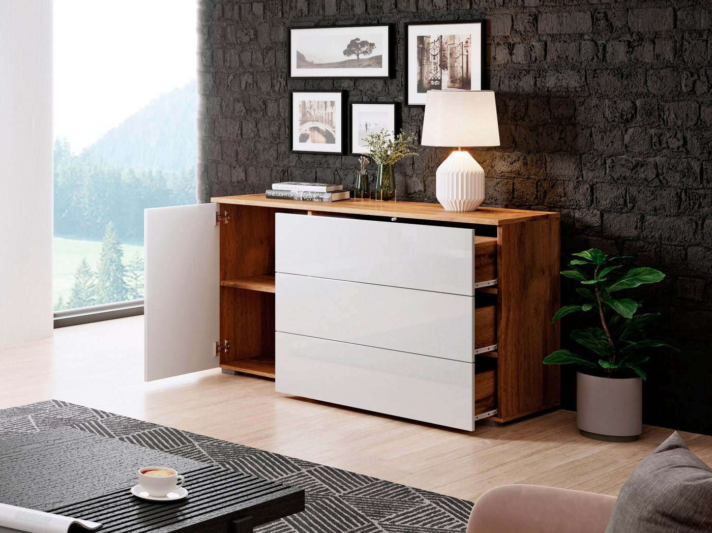 OTTO home Sideboard PARIS (1 St), Moderne 110cm breite grifflose Kommode, vielseitig einsetzbar – Bild 4 von 5
