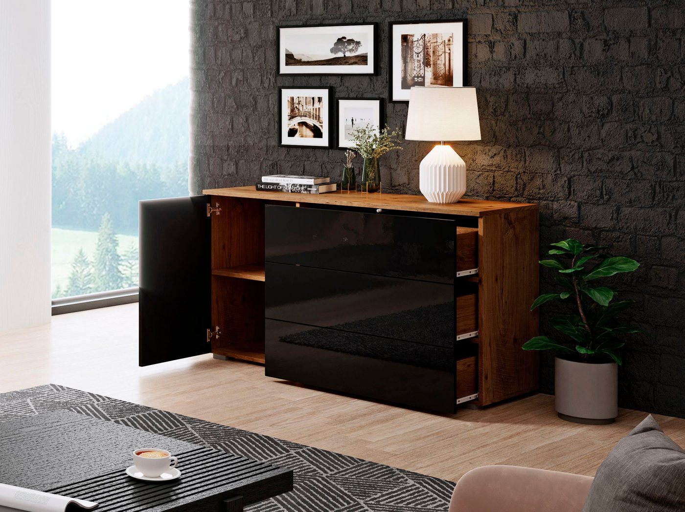 OTTO home Sideboard PARIS (1 St), Moderne 110cm breite grifflose Kommode, vielseitig einsetzbar – Bild 2 von 5