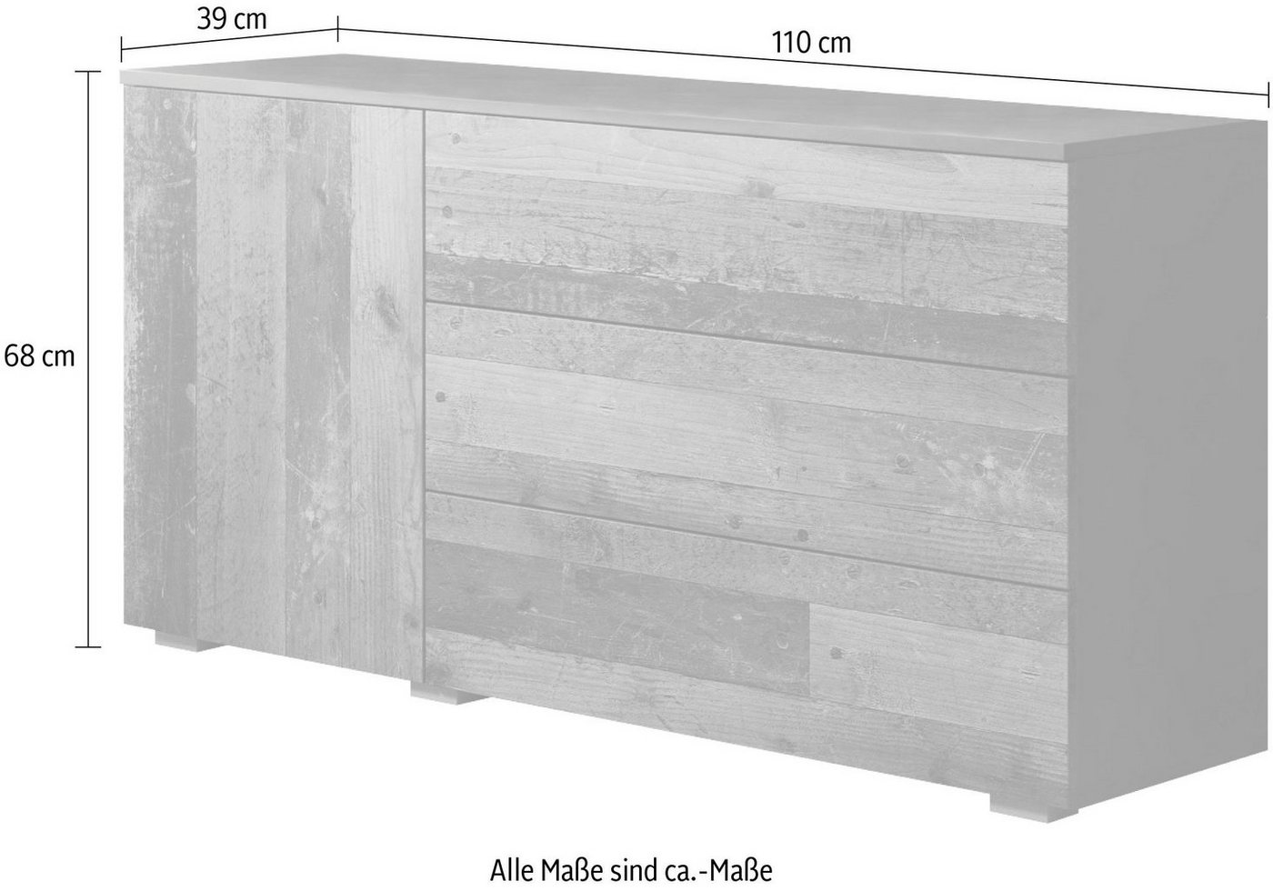 OTTO home Sideboard PARIS (1 St), Moderne 110cm breite grifflose Kommode, vielseitig einsetzbar – Bild 5 von 5