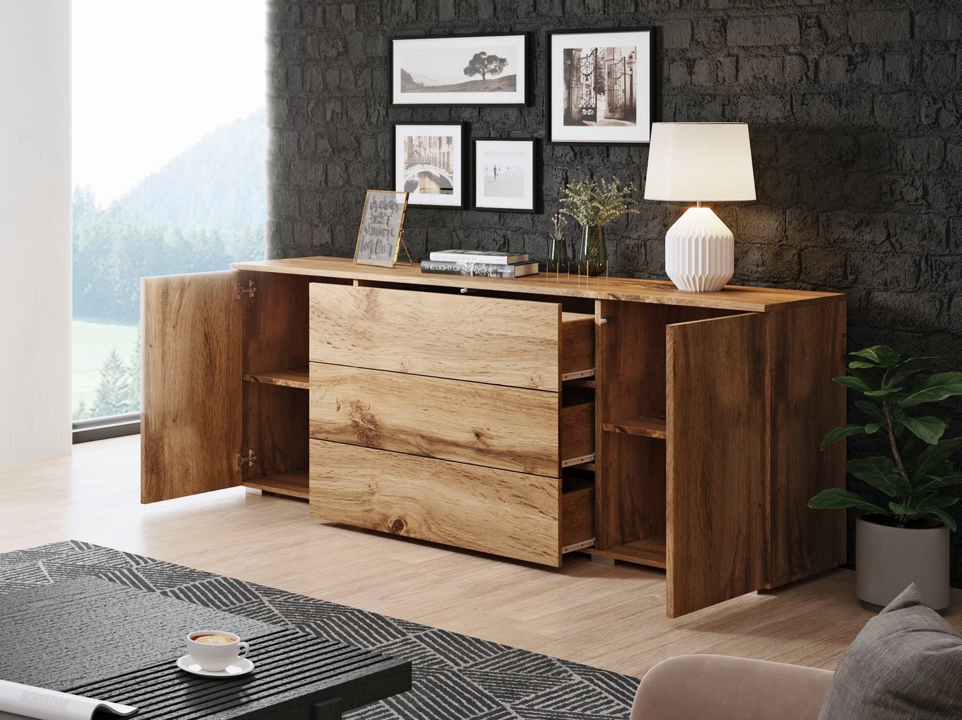 OTTO home Sideboard PARIS (1 St), Moderne 150cm breite grifflose Kommode, vielseitig einsetzbar – Bild 5 von 5