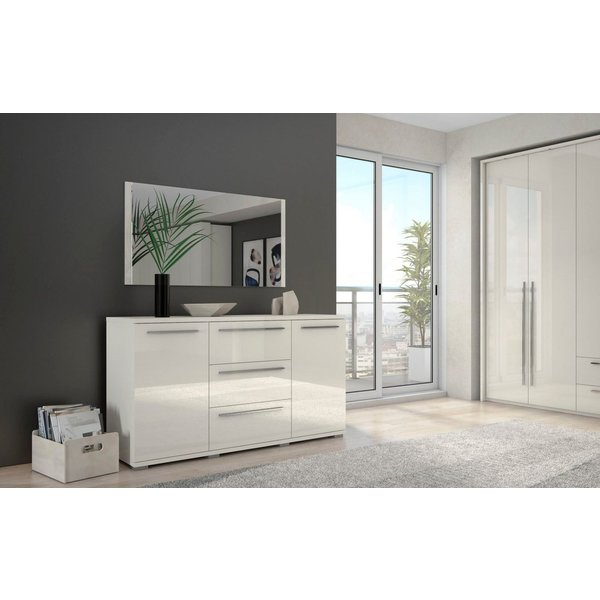OTTO home Sideboard Piano, Kombikommode, 2-türig mit 3 Schubladen, 153x45x85cm, UV lackiert, hochglänzend, Soft-Close Funktion