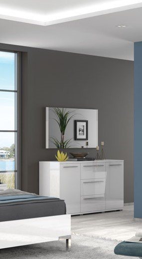OTTO home Sideboard Piano, Kombikommode, 2-türig mit 3 Schubladen, 153x45x85cm, UV lackiert, hochglänzend, Soft-Close Funktion – Bild 5 von 5