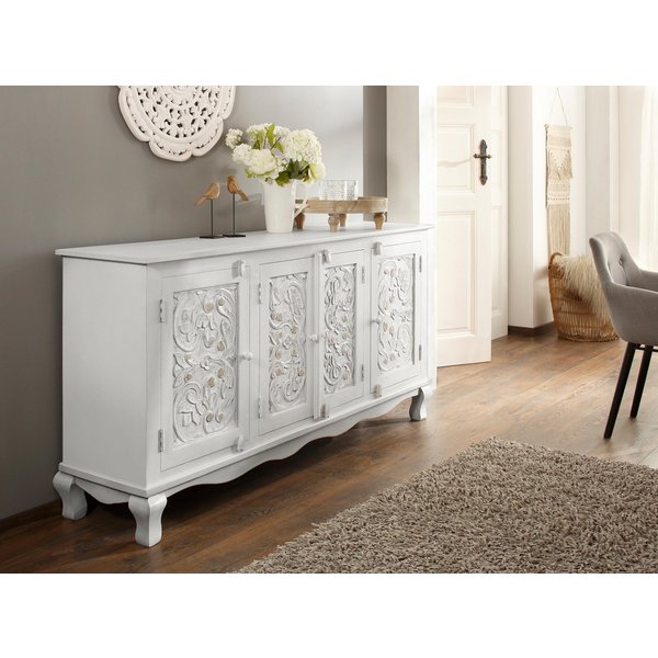 OTTO home Sideboard Rajat, Kommode aus Mangoholz mit Frontenfräsungen, Breite 175 cm