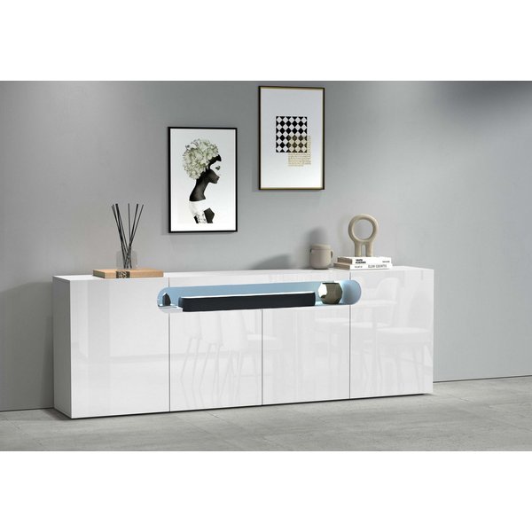 OTTO home Sideboard Sideboard REAL, Kommode, Schrank, Kredenz (1 St), Mit 4 Türen, davon 2 abgerundet, die ein ovales offenes Fach bilden