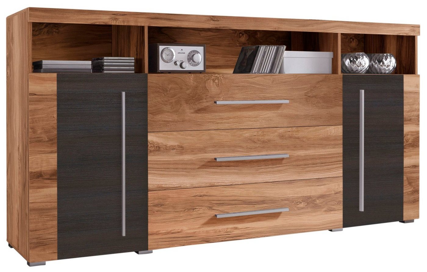 OTTO home Sideboard Roger,Breite 182cm, stilvolle Schrank, 2 Holztüren 3 Schubladen, Kommode mit viel Stauraum, Einlegeböden verstellbar – Bild 2 von 5
