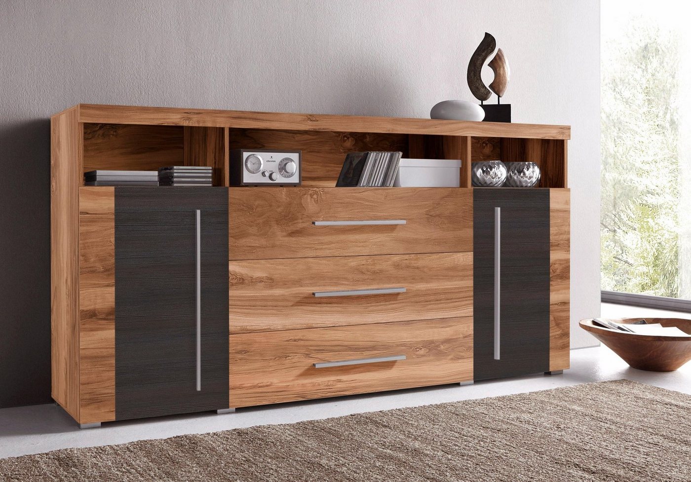 OTTO home Sideboard Roger,Breite 182cm, stilvolle Schrank, 2 Holztüren 3 Schubladen, Kommode mit viel Stauraum, Einlegeböden verstellbar – Bild 4 von 5