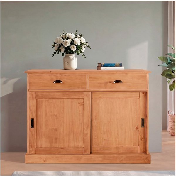 OTTO home Sideboard Schröder, Kommode, 2 Schiebetüren, 2 Schubkasten, aus massivem Kiefernholz