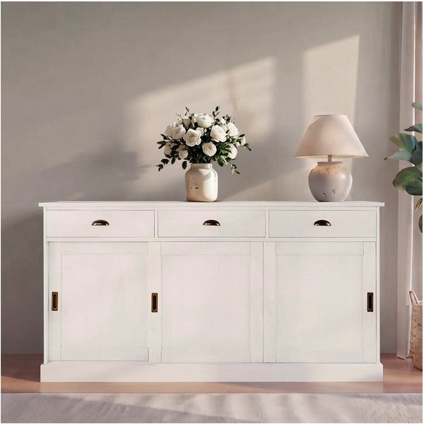 OTTO home Sideboard Schröder, Kommode, 3 Schiebetüren, 3 Schubkasten, aus massivem Kiefernholz