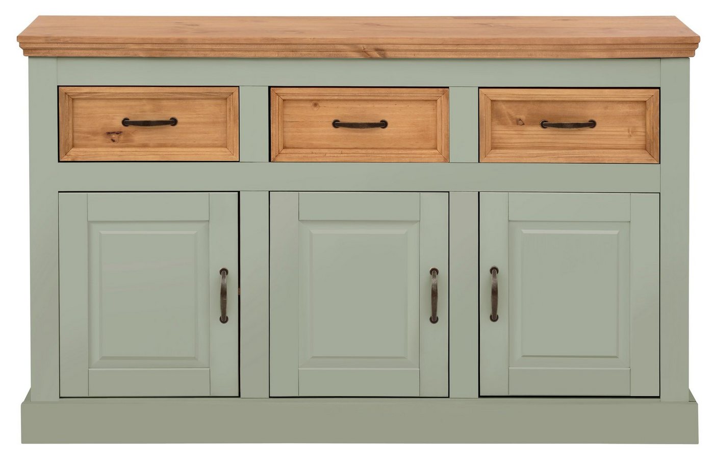 OTTO home Sideboard Selma Kommode mit 3 Türen, 3 Schubläden und 6 Fächer, Metallgriffe, aus massivem Kiefernholz, 3 Einlegeböden, mit dekorativer Fräsung – Bild 4 von 5