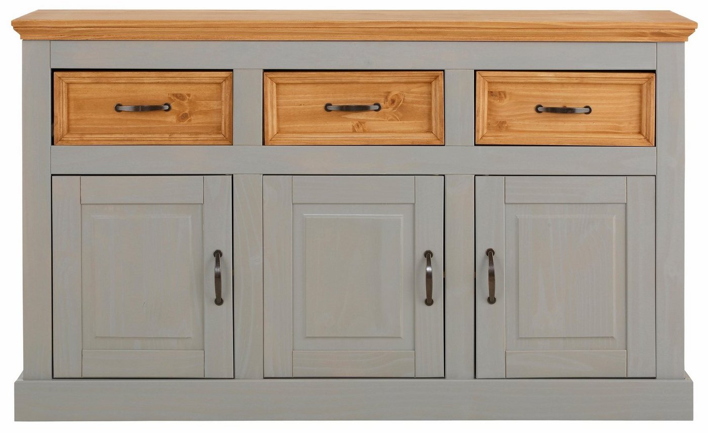 OTTO home Sideboard Selma Kommode mit 3 Türen, 3 Schubläden und 6 Fächer, Metallgriffe, aus massivem Kiefernholz, 3 Einlegeböden, mit dekorativer Fräsung – Bild 4 von 5