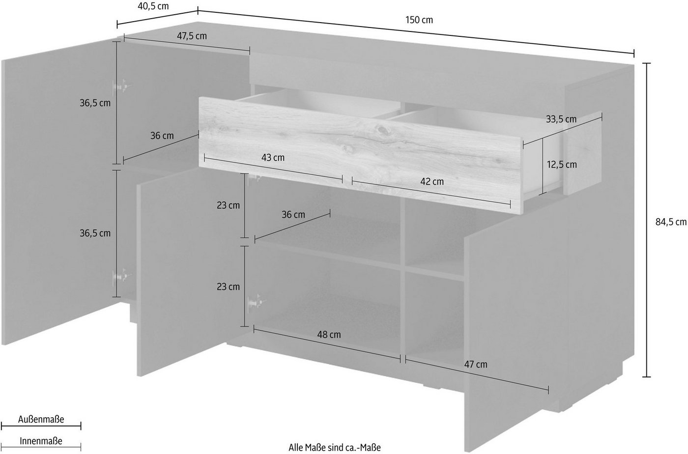 OTTO home Sideboard SILKE, Breite 150 cm – Bild 4 von 5