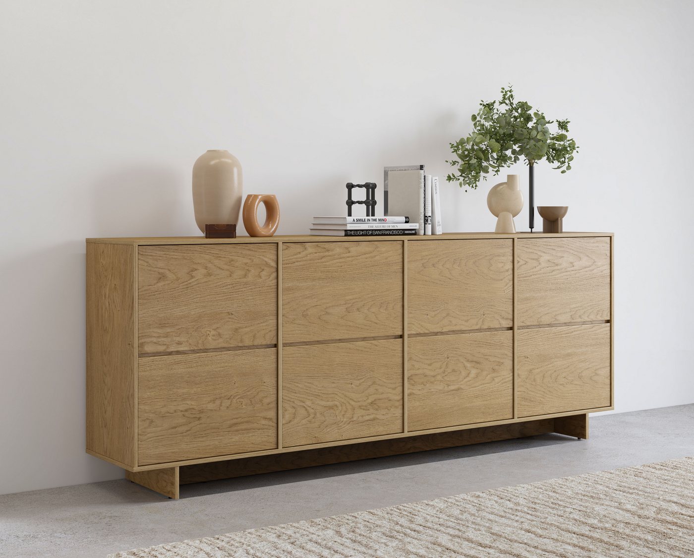 OTTO home Sideboard Tatami, Stilvolle, moderne grifflose Kommode 4 Türen, Breite 220cm, Anrichte mit viel Stauraum, Böden verstellbar, push-to-open-Funktion – Bild 2 von 5