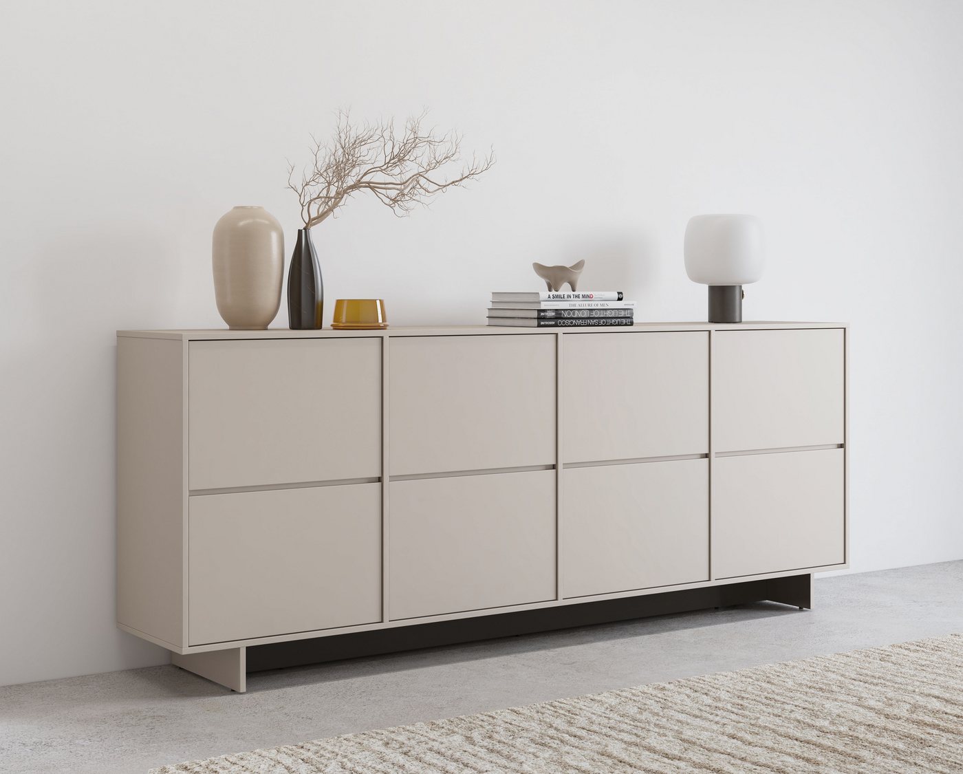 OTTO home Sideboard Tatami, Stilvolle, moderne grifflose Kommode 4 Türen, Breite 220cm, Anrichte mit viel Stauraum, Böden verstellbar, push-to-open-Funktion – Bild 2 von 5