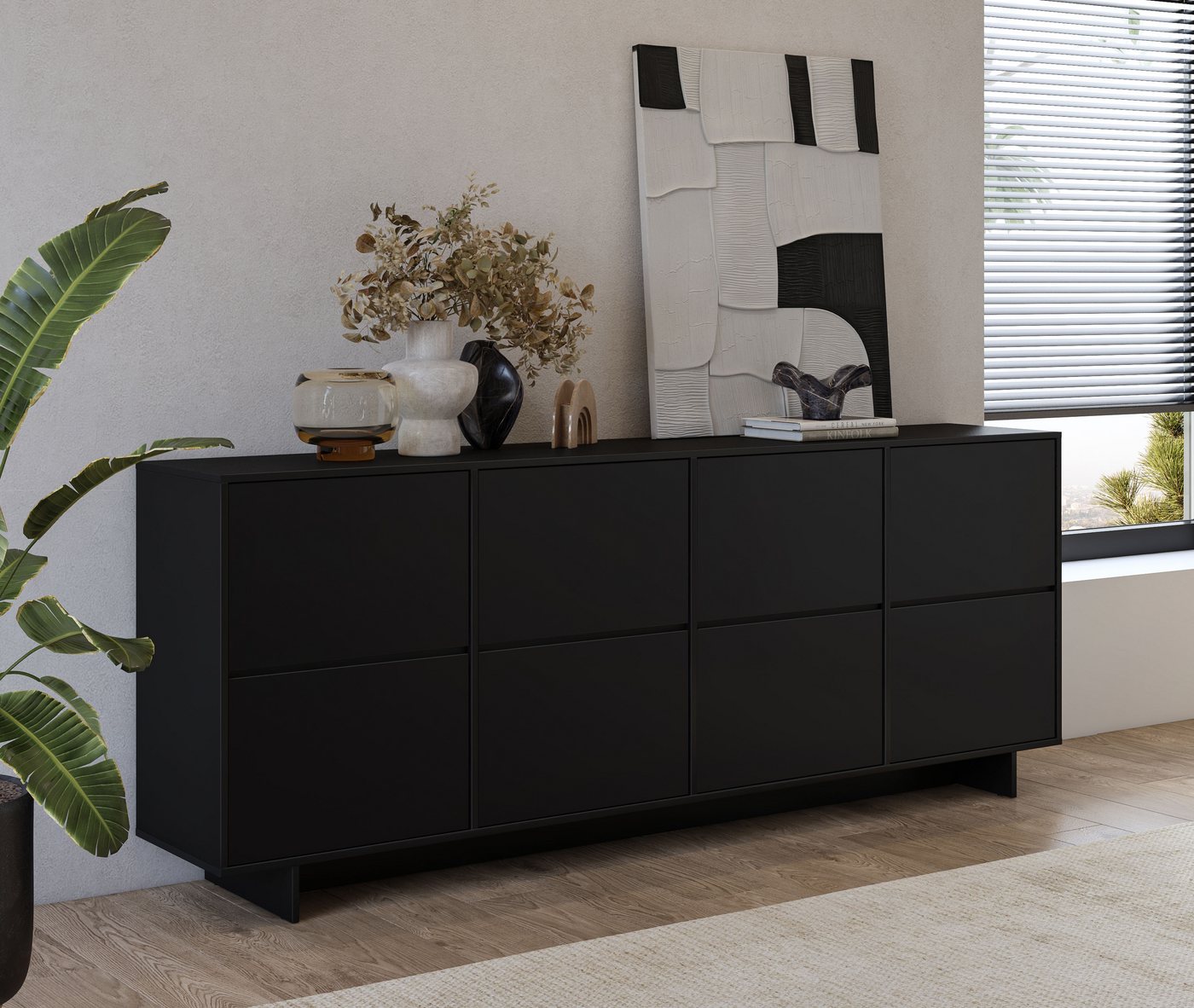 OTTO home Sideboard Tatami, Stilvolle, moderne grifflose Kommode 4 Türen, Breite 220cm, Anrichte mit viel Stauraum, Böden verstellbar, push-to-open-Funktion – Bild 2 von 5