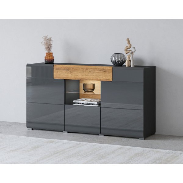 OTTO home Sideboard Toledo,Breite 159cm,moderne Anrichte mit dekorative Fräsungen,grifflos, Kommode viel Stauraum, Einlegeböden verstellbar,ohne Beleuchtung