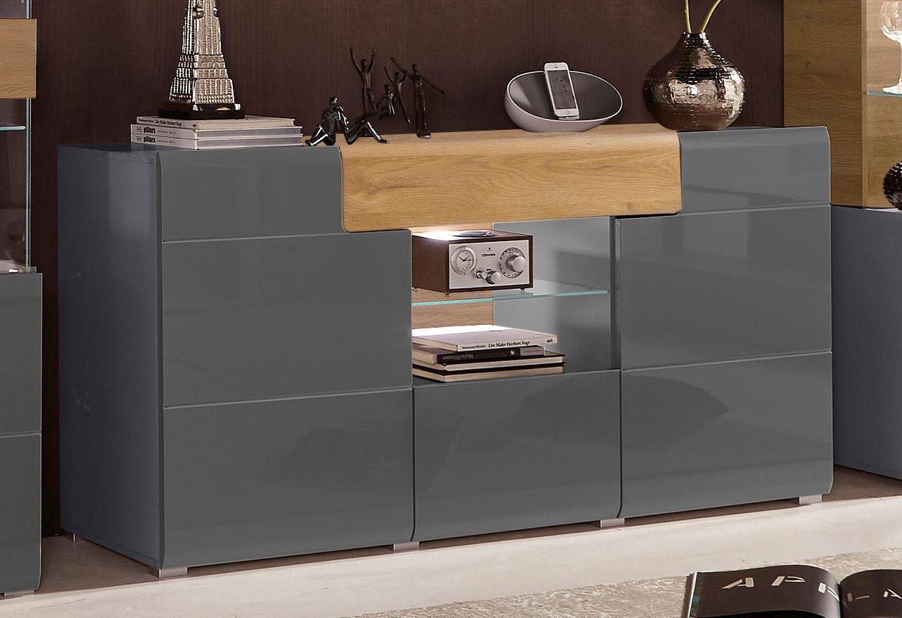 OTTO home Sideboard Toledo,Breite 159cm,moderne Anrichte mit dekorative Fräsungen,grifflos, Kommode viel Stauraum, Einlegeböden verstellbar,ohne Beleuchtung – Bild 4 von 5
