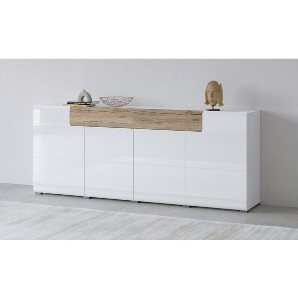 OTTO home Sideboard Toledo,Breite 208cm,moderne Kommode mit dekorative Fräsungen,grifflos, Kombikommode mit viel Stauraum, Einlegeböden verstellbar