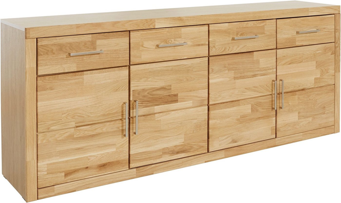 OTTO home Sideboard Trondheim,200 cm breit,42 cm tief, Fronten Holzmassiv, Metallgriffe, Korpus aus Holzwerkstoff,4 Türen, 4 Schubladen, insgesamt 8 Fächer – Bild 2 von 5