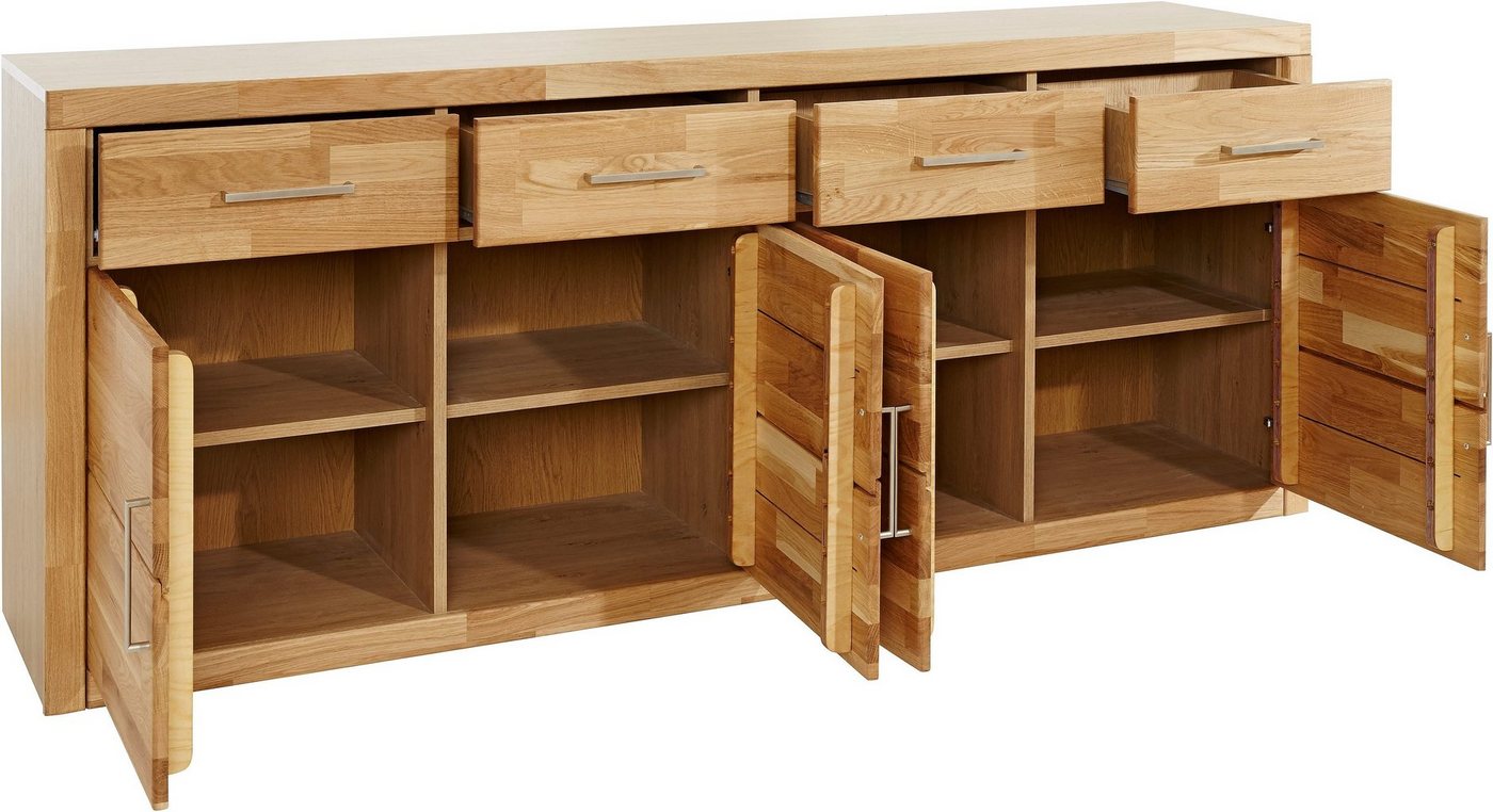 OTTO home Sideboard Trondheim,200 cm breit,42 cm tief, Fronten Holzmassiv, Metallgriffe, Korpus aus Holzwerkstoff,4 Türen, 4 Schubladen, insgesamt 8 Fächer – Bild 4 von 5