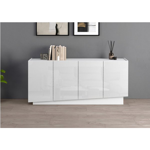 OTTO home Sideboard VELA, Breite 160 cm, Design mit schrägen Türen, Maße-B/T/H: 160x35x75 (1 St), Made in Italy, Fronten Hochglanz lackiert,Sideboard, Anrichte,