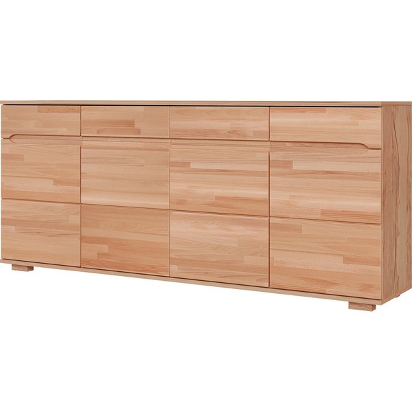 OTTO home Sideboard VETRO Teilmassiv, Fronten Massivholz, Wohnzimmer, Stauraum,Griffmulde, B/T/H:199/40/85cm, 4Schubladen, 8 geschlossen Fächer, Stauraum