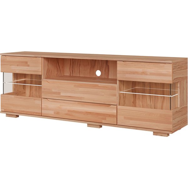 OTTO home Sideboard VETRO Teilmassiv, Fronten Massivholz, Wohnzimmer, Stauraum,Griffmulde, B/T/H:180/40/63cm, 2Schubladen, 4 geschlossene & 2 offene Fächer