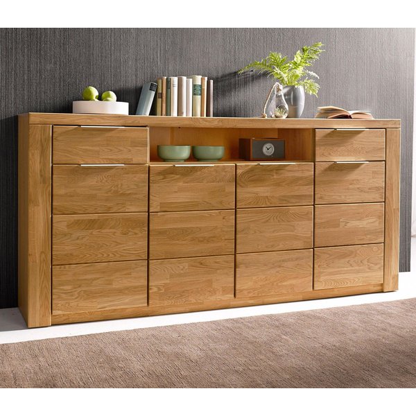 OTTO home Sideboard Zara 2 Schubkästen, 7 Fächer, B/T/H: 200cm/40cm/95cm, Metallgriffe, Eiche