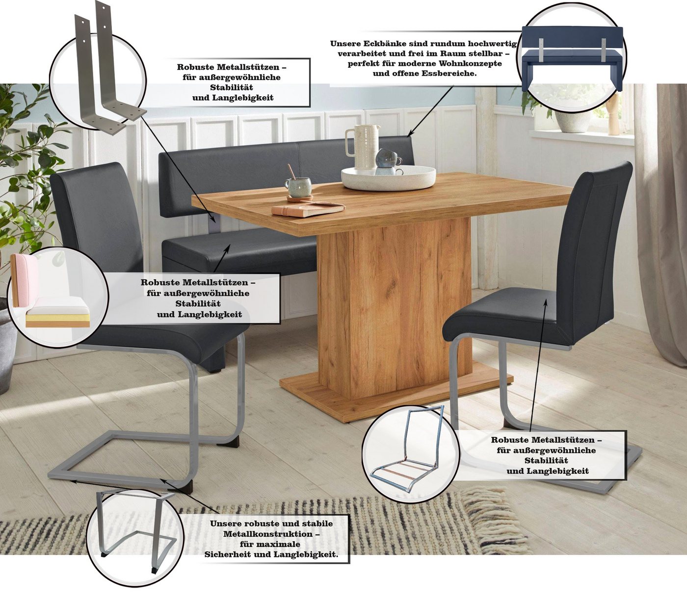 OTTO home Sitzbank Charissa, mit Lehne, Breite 140, 160 oder 180 cm – Bild 3 von 5