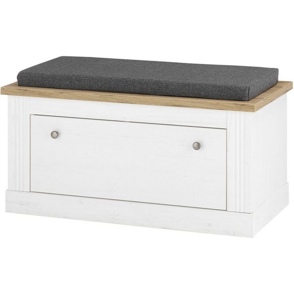 OTTO home Sitzbank Westminster, Schuhbank mit Sitzkissen, Garderobenbank im Landhausstil, Metallgriffe, in 2 Farben erhältlich, Platz für 8 Schuhe, 92 cm breit